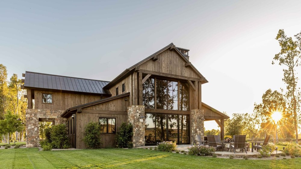 Sierra Pacific glass gable and doors at golden hour