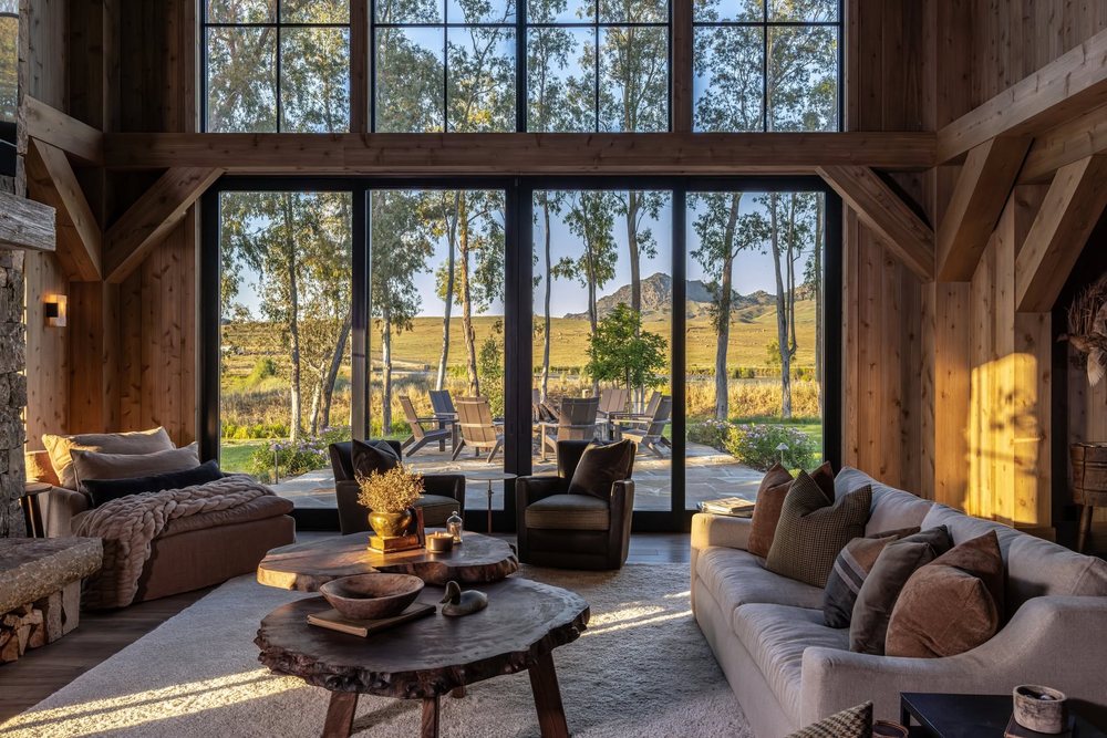 Floor-to-ceiling Sierra Pacific windows in a great room